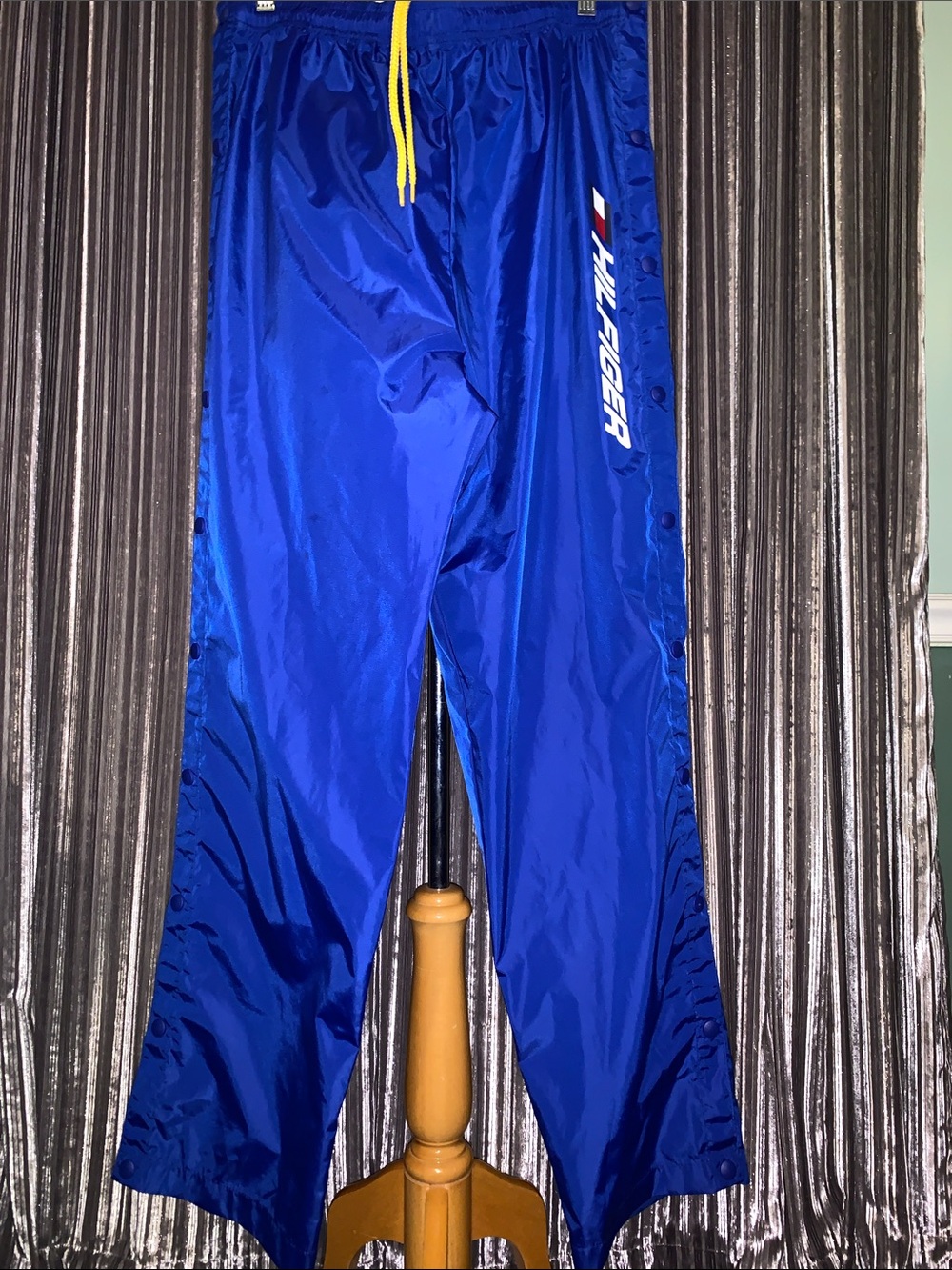 Vintage Tommy Hilfiger Royal Blue True Break away Windbreaker Yellow Drawstring